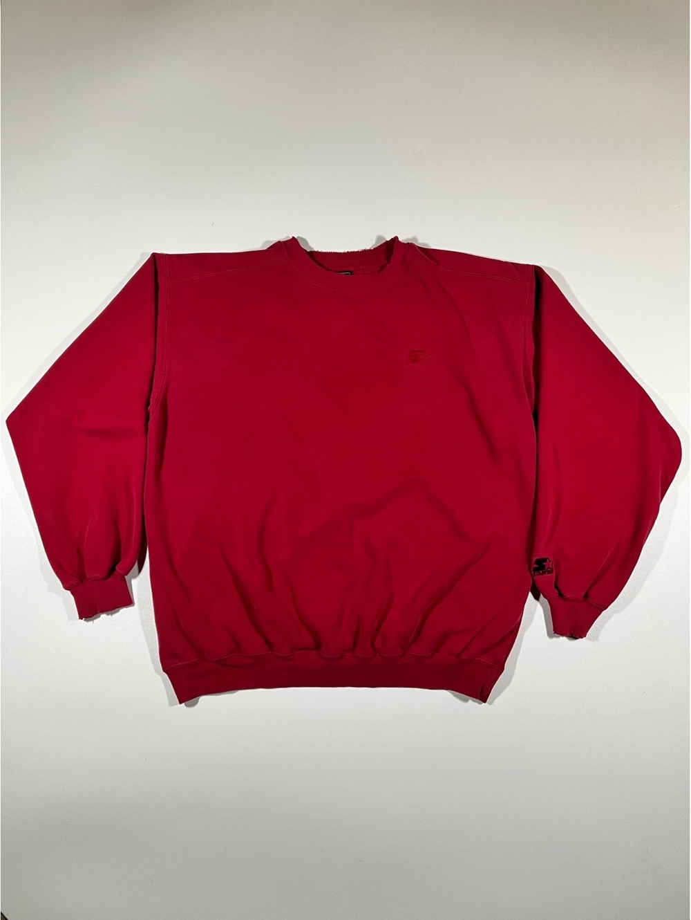 Starter Red Crewneck Sweatshirt Embroidered Logo Classic Vintage Sportswear
